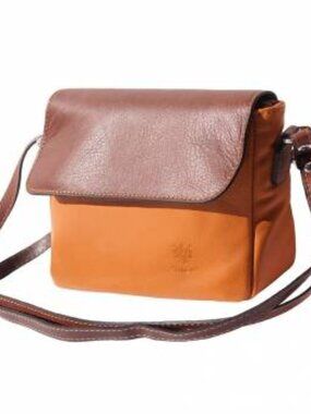 New Florence Leather Market orange and brown Italian leather crossbody bag